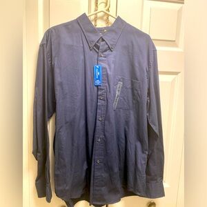 Dockers Tour Long Sleeve Shirt Button Up Pocket 100% Cotton Black Size XL(New)